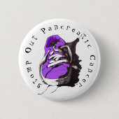 膵臓がん紫色のスニーカー・ボタンを踏み出す 缶バッジ (正面)