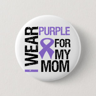 膵臓がん紫色のリボン(Mom) 缶バッジ