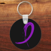 膵臓がん紫色リボンA4 キーホルダー (正面)