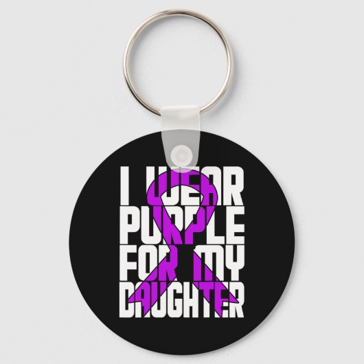 膵臓がん衣服紫色リボンfor Duter キーホルダー (正面)