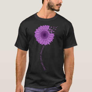 膵臓がん認識度ひまわり紫 Tシャツ