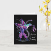 膵臓がん認識度ハミングバードパープル カード (黄色い花)