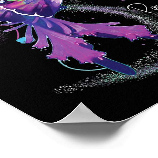 膵臓がん認識度ハミングバードパープル ポスター (角)