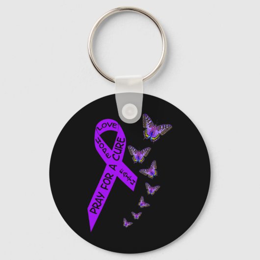 膵臓がん認識度女性蝶レリギ キーホルダー (正面)