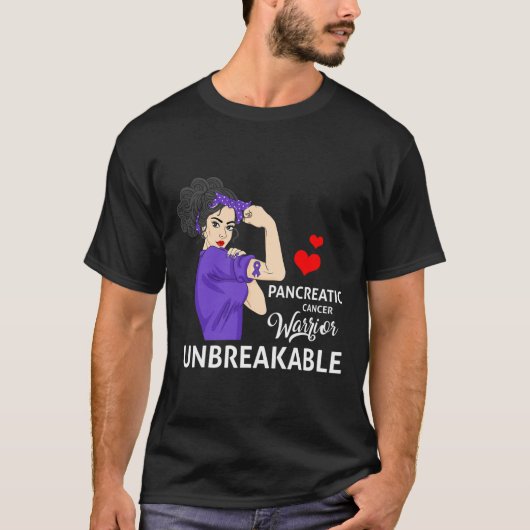 膵臓がん認識度戦士Unbreakable Wo Tシャツ (正面)