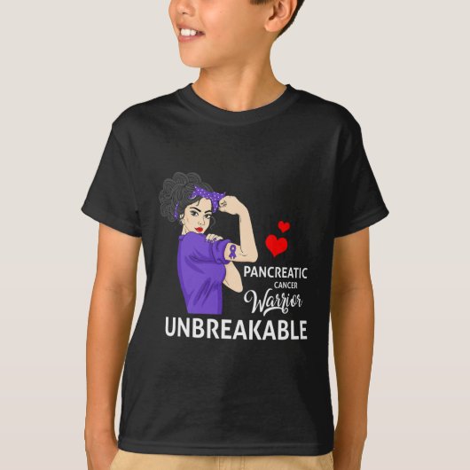 膵臓がん認識度戦士Unbreakable Wo Tシャツ (正面)