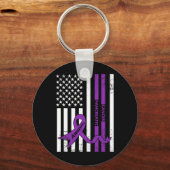 膵臓がん認識度米国国旗 キーホルダー (正面)