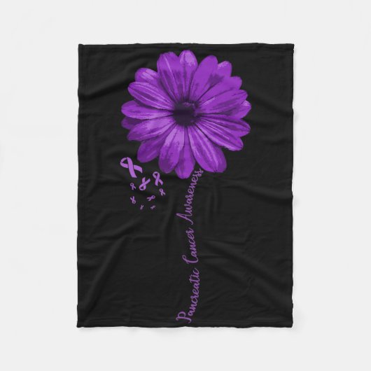 膵臓がん認識度紫帯フローラG フリースブランケット (正面)