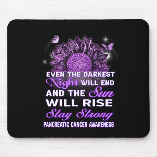 膵臓がん認識度紫色のリボンサンフロー マウスパッド (正面)