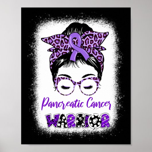 膵臓がん認識度紫色のリボンメッシーブ ポスター (正面)
