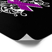 膵臓がん認識度紫色リボン乳房 ポスター (角)