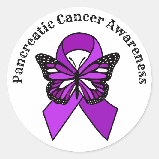 膵臓がん認識度 |蝶 ラウンドシール (正面)