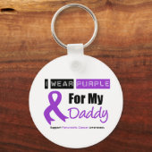 膵臓がんI衣服パープルリボンパパ キーホルダー (正面)