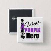 膵臓がんI衣服パープルリボンヒーロー 缶バッジ (正面&裏面)