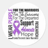 膵臓がんI衣服紫色のリボンの献上品 ラウンドシール (正面)