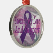 膵臓癌のオーナメントのための紫色のリボン メタルオーナメント (右)