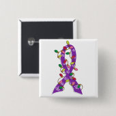 膵臓癌のクリスマスの照明のリボン 缶バッジ (正面&裏面)