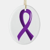 膵臓癌の紫色のリボン3 セラミックオーナメント (右)