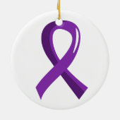 膵臓癌の紫色のリボン3 セラミックオーナメント (裏面)