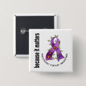 膵臓癌の花のリボン3 缶バッジ (正面&裏面)