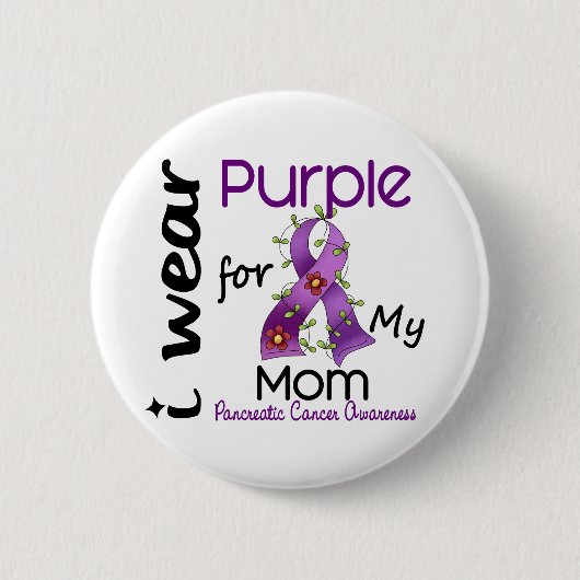 膵臓癌私は私のお母さん43のための紫色を身に着けています 缶バッジ (正面)