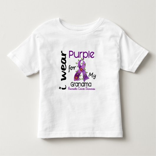 膵臓癌私は私の祖母43のための紫色を身に着けています トドラーTシャツ (正面)
