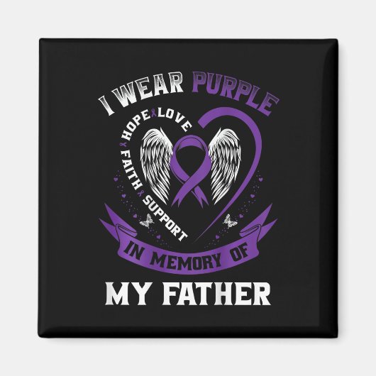 膵臓癌B父のパパの紫色 マグネット (正面)