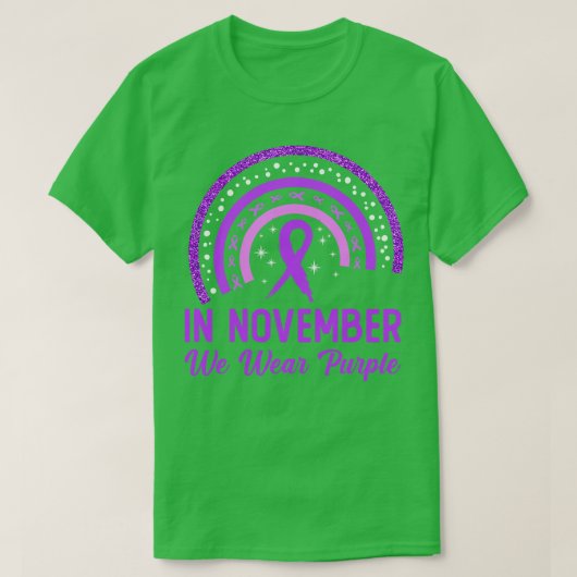 膵臓認識度11月We衣服パープルラ Tシャツ (デザイン正面)