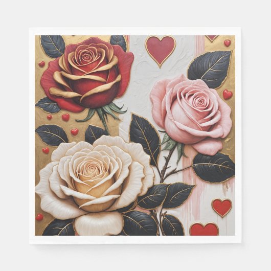 膿性ハートとバラ スタンダードランチョンナプキン (正面)