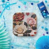 膿性ハートとバラ ペーパープレート (パーティー)