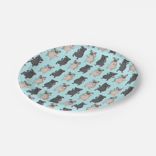 臀部のシェーカーのパグの子犬のバスト移動かわいい踊り犬 ペーパープレート (アングル)