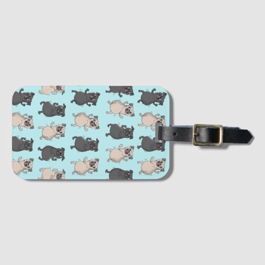 臀部のシェーカーのパグの子犬のバスト移動かわいい踊り犬 ラゲッジタグ (正面横)