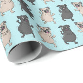 臀部のシェーカーのパグの子犬のバスト移動かわいい踊り犬 ラッピングペーパー (ロールコーナー)