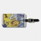 臆病なライオンのオズの魔法使いの本のページ ラゲッジタグ (正面横)