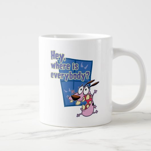 臆病な犬の勇気 |皆さんはどこにいるの？ ジャンボコーヒーマグカップ (右)