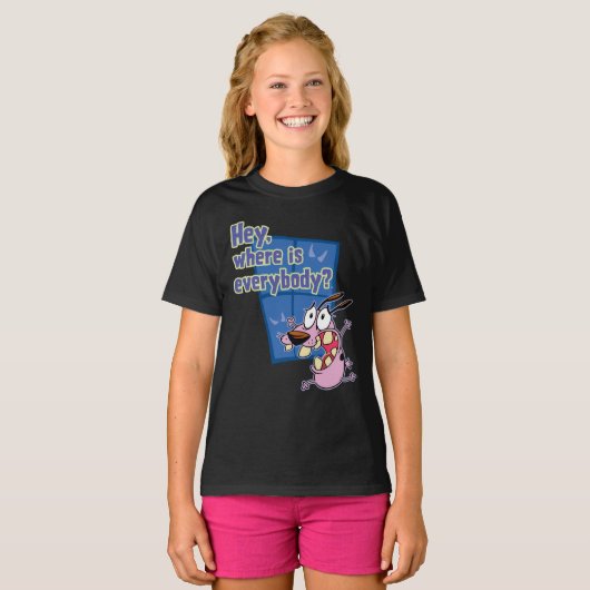 臆病な犬の勇気 |皆さんはどこにいるの？ Tシャツ (正面フル)