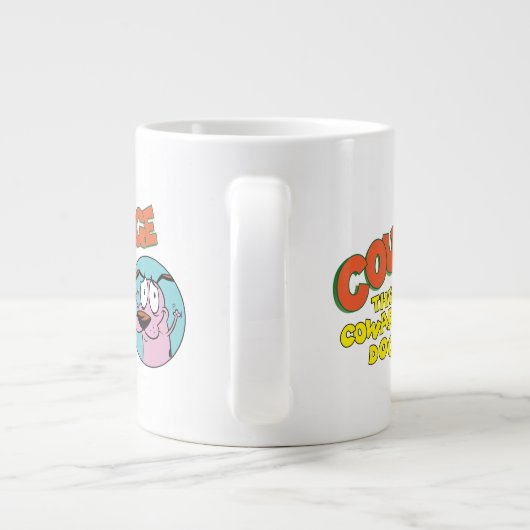 臆病な犬を勇気づける |ロゴの表示 ジャンボコーヒーマグカップ (裏面)