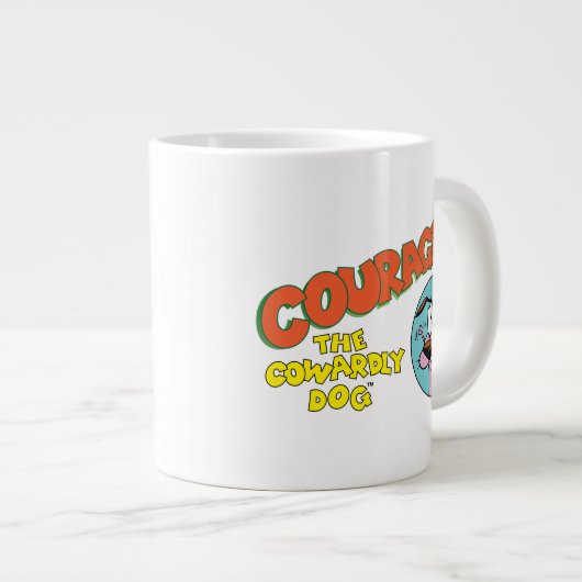 臆病な犬を勇気づける |ロゴの表示 ジャンボコーヒーマグカップ (正面右)