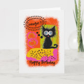 臆病な猫の十代の誕生日 カード (正面)