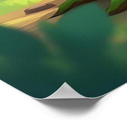 臆病な虎 | かわいいマンガの子どもの子供部屋アート ポスター (角)