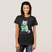 臓器提供啓発月間 グリーンリボン 猫 Tシャツ (正面フル)
