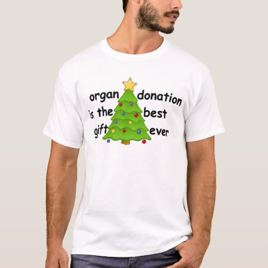 臓器提供啓発 クリスマスツリーホリデー Tシャツ (正面)