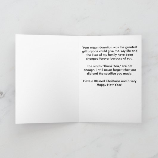 臓器提供者のためのクリスマスカード シーズンカード (内部)
