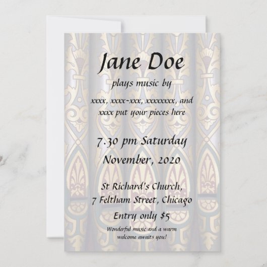 臓器発表会のご案内 – パイプ 招待状 (裏面)