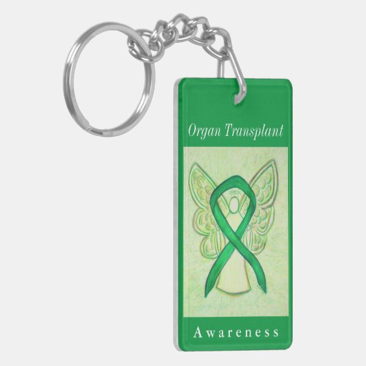 臓器移植認識度リボンエンジェルキーチェーン キーホルダー (正面左)