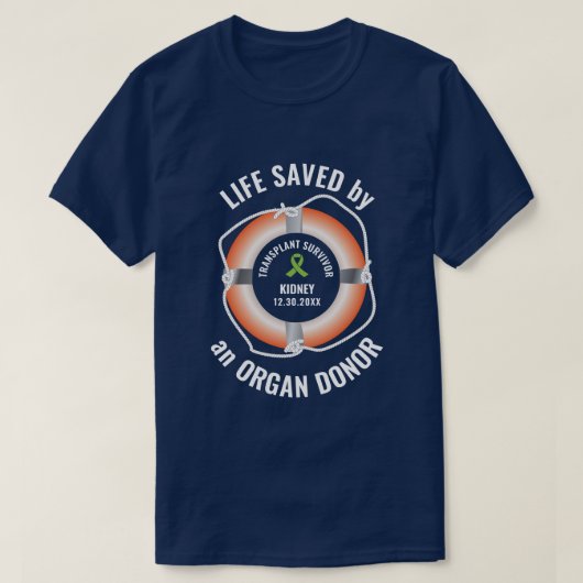 臓器移植 臓器提供者 海のカスタムデザイン Tシャツ (デザイン正面)