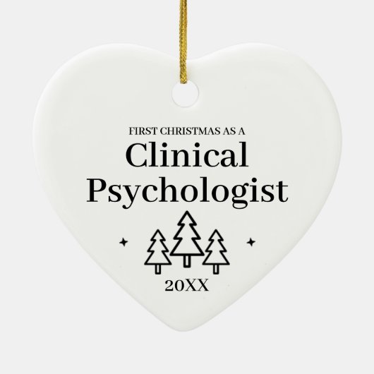 臨床心理学者のハートクリスマスオーナメント セラミックオーナメント (裏面)