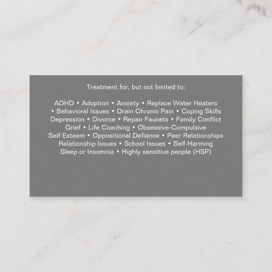 臨床心理療法サービスビジネスカード 名刺 (裏面)