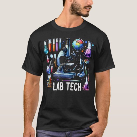臨床検査技師 ラボテック 顕微鏡 微生物学 Tシャツ (正面)