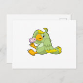 臨床用体温計を持つインコ ポストカード (正面/裏面)